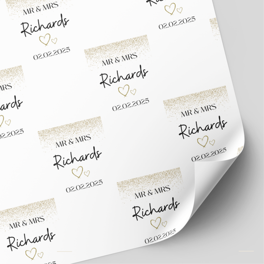 Gold Sparkle Wedding Day Wrapping Paper