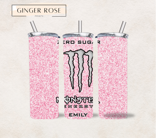 Personalised Pink Monster 20oz Tumbler