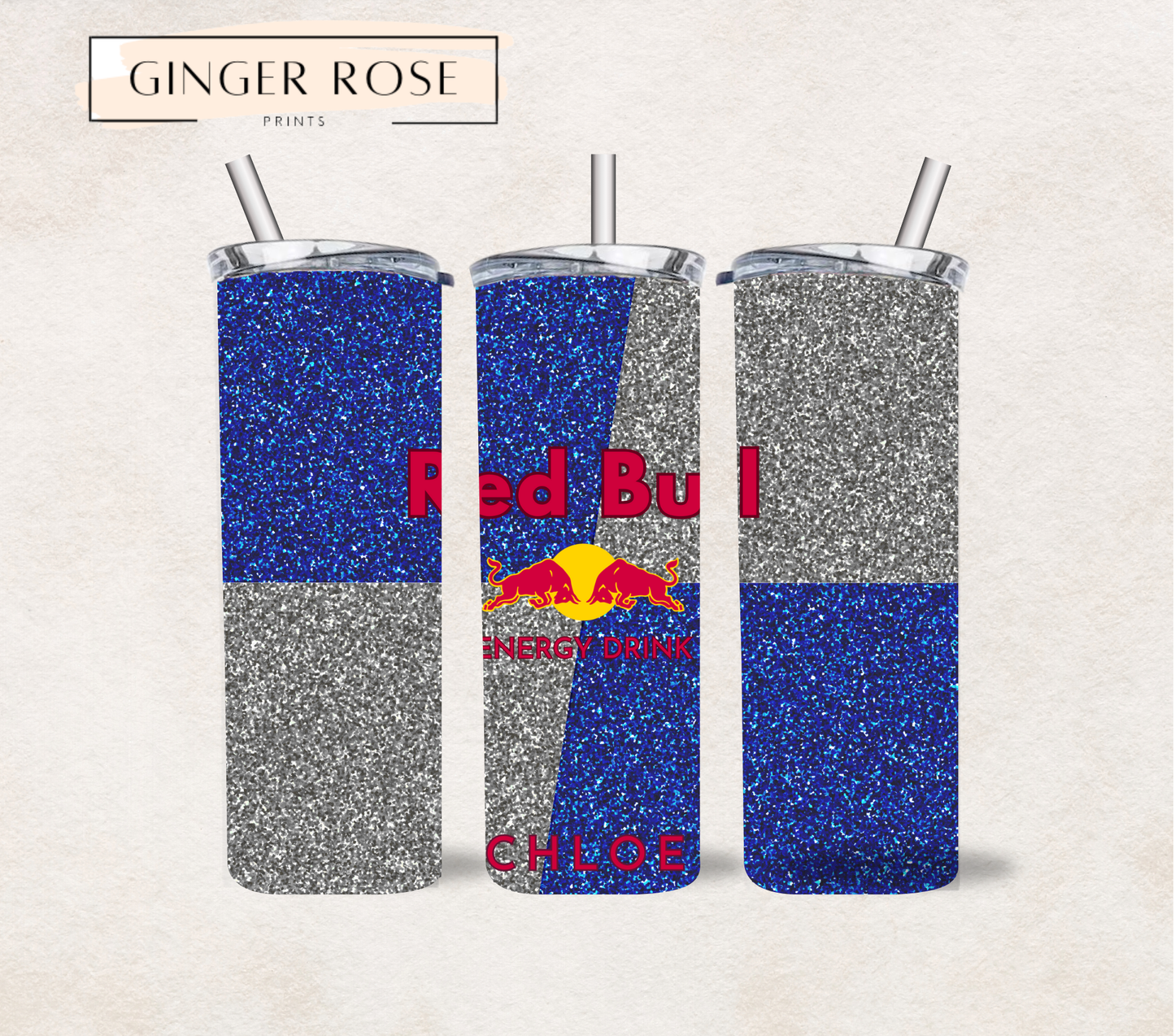 Personalised Original Glitter Red Bull 20oz Tumbler