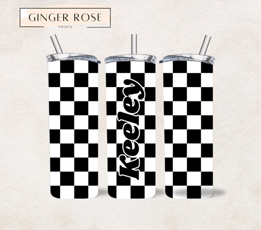 Personalised Black Checkerboard 20oz Tumbler