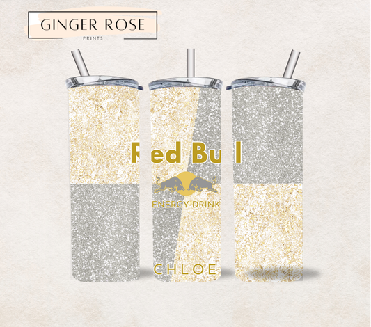 Personalised Silver & Gold Red Bull 20oz Tumbler