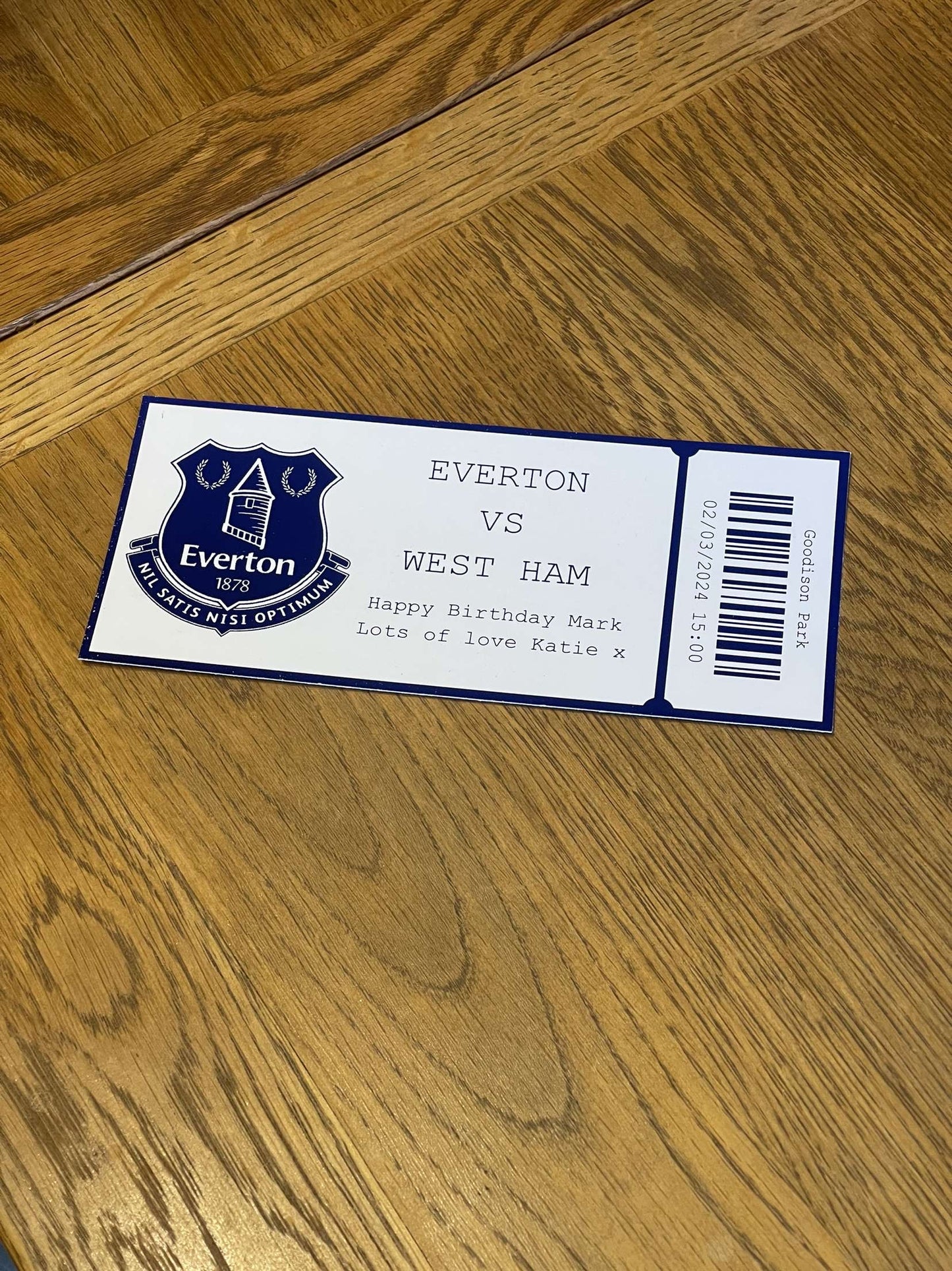 Personalised Football Foil Ticket