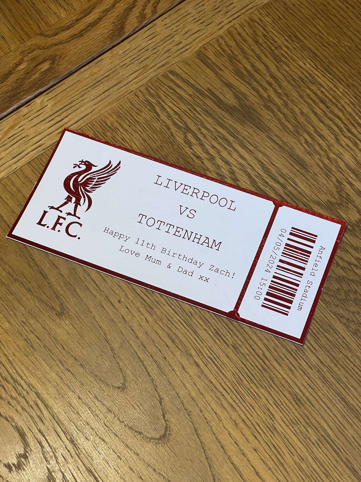 Personalised Football Foil Ticket