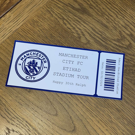Personalised Football Stadium Tour Foil Ticket