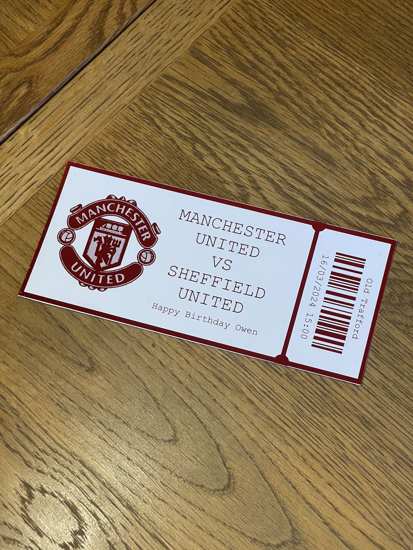 Personalised Football Foil Ticket