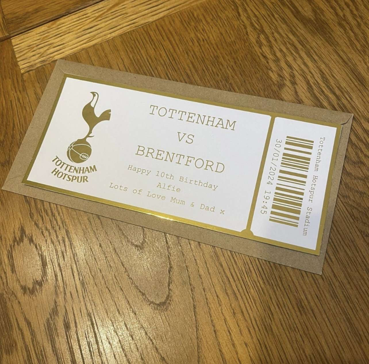 Personalised Football Foil Ticket