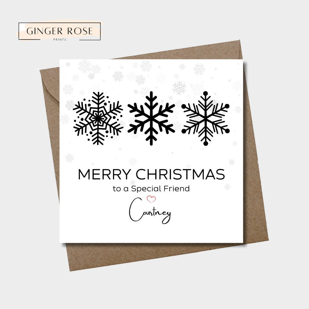 Personalised Christmas Card for Special Friend | Snowflake Card
