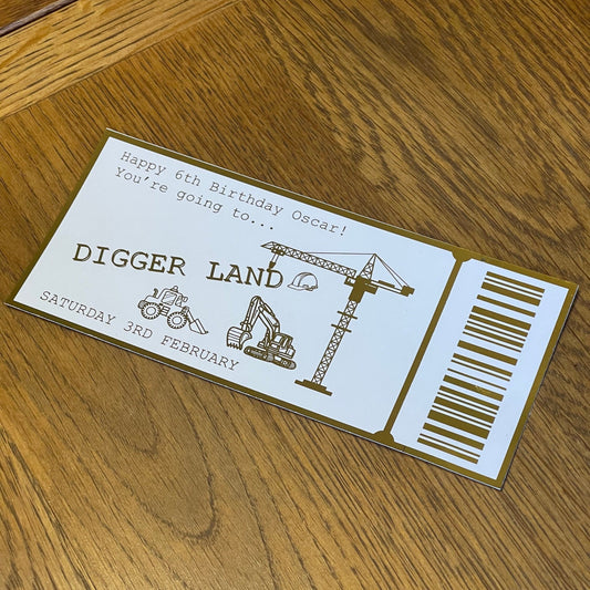 Personalised Diggerland Foil Ticket