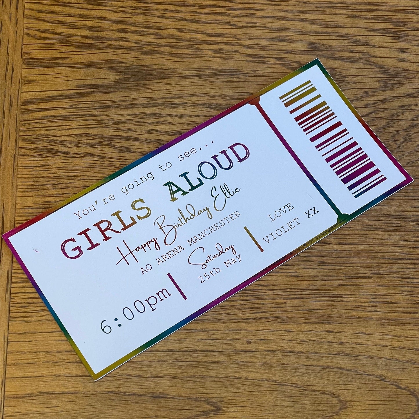 Personalised Concert Foil Ticket