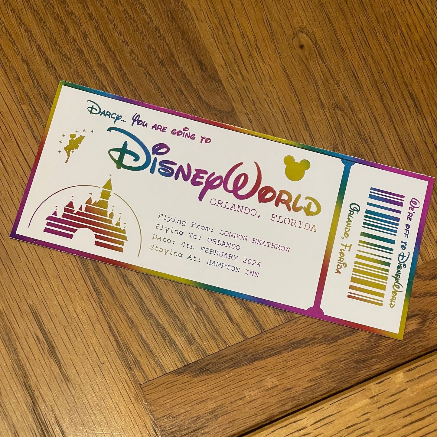Personalised Disneyworld Foil Ticket