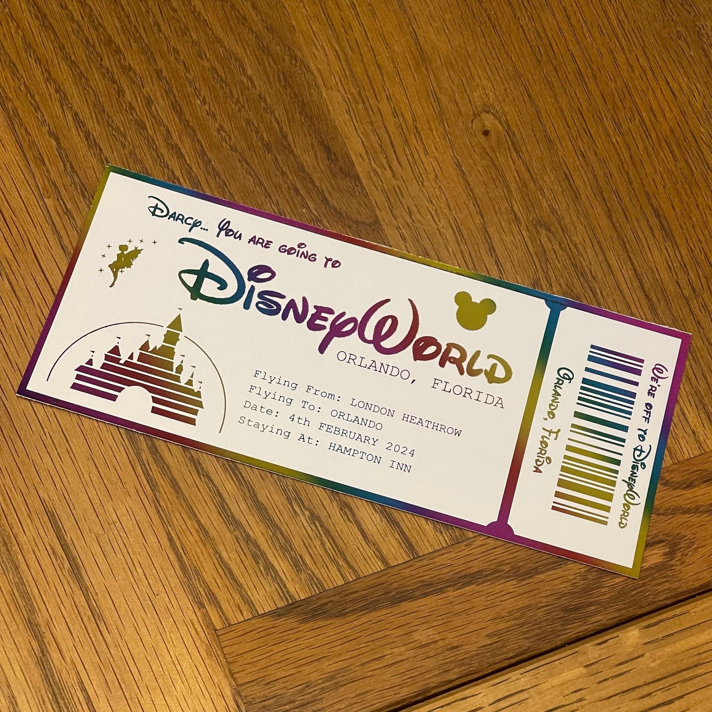 Personalised Disneyworld Foil Ticket