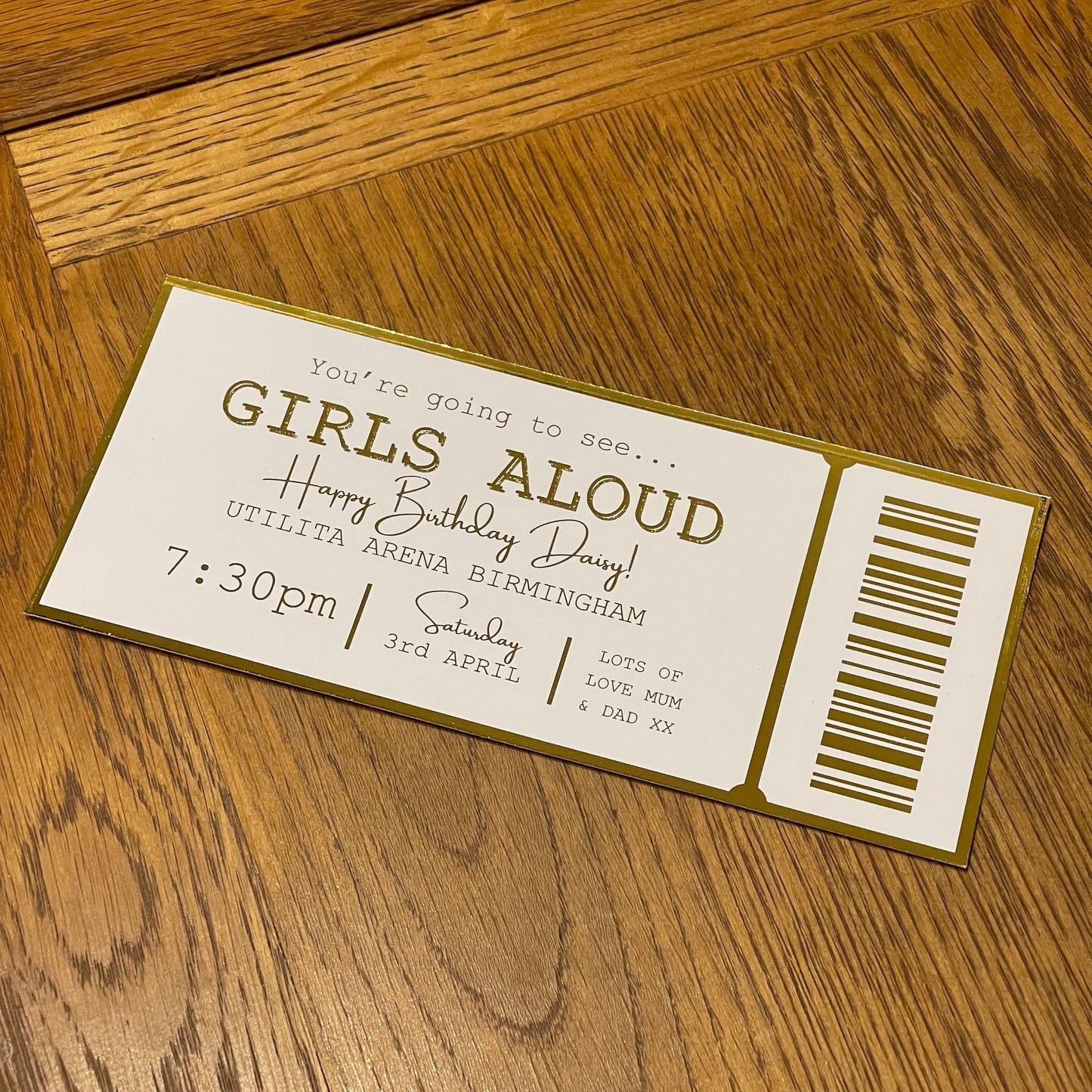 Personalised Concert Foil Ticket