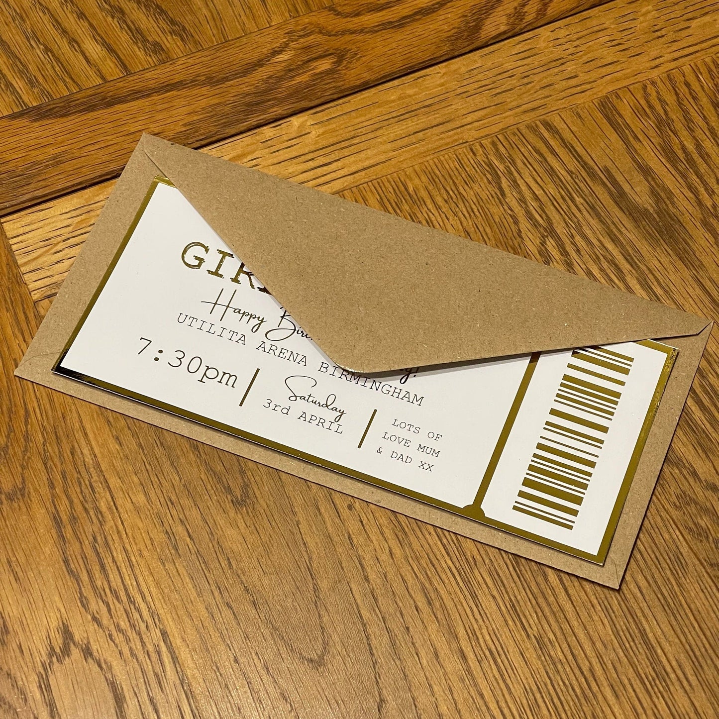 Personalised Concert Foil Ticket