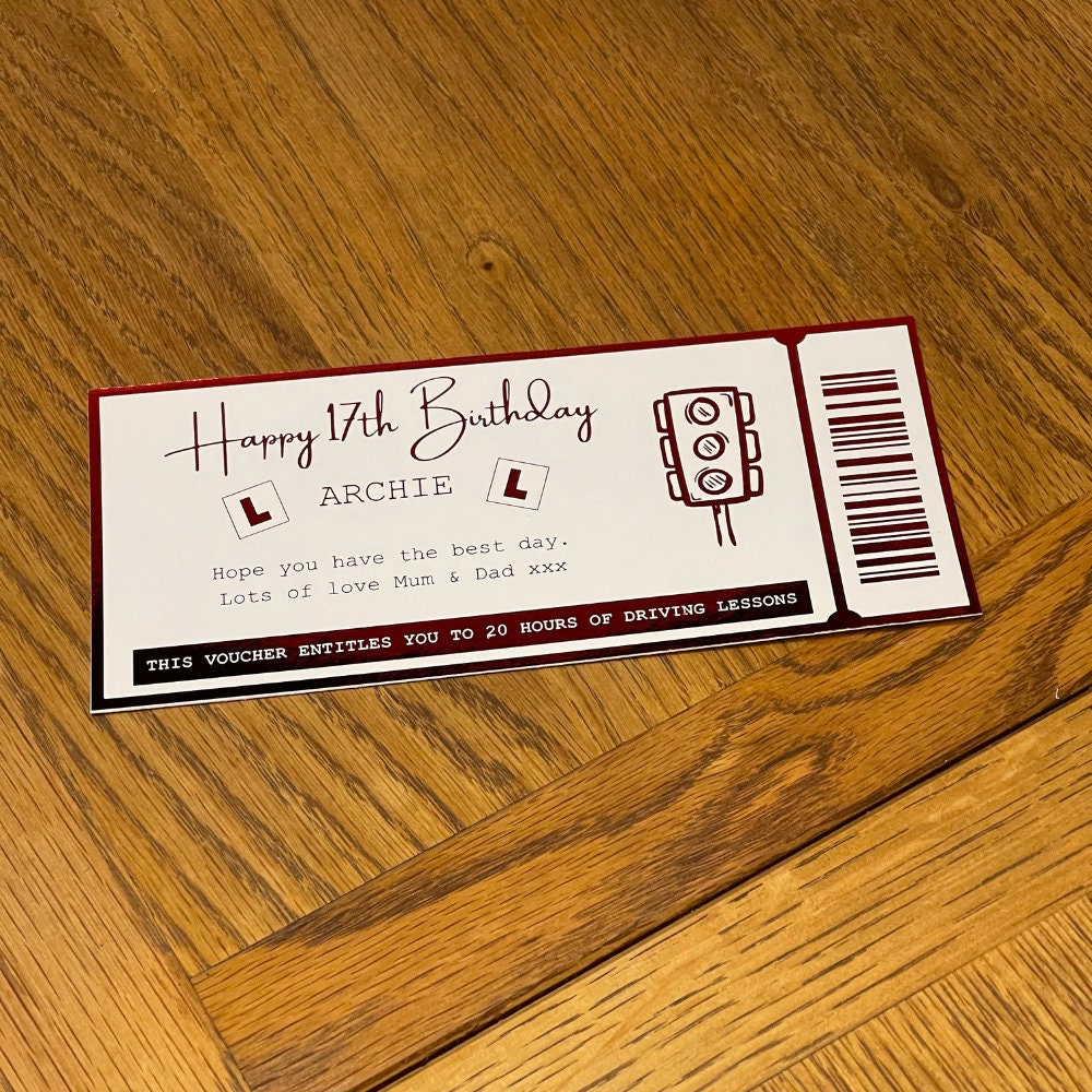Personalised Driving Lesson Ticket