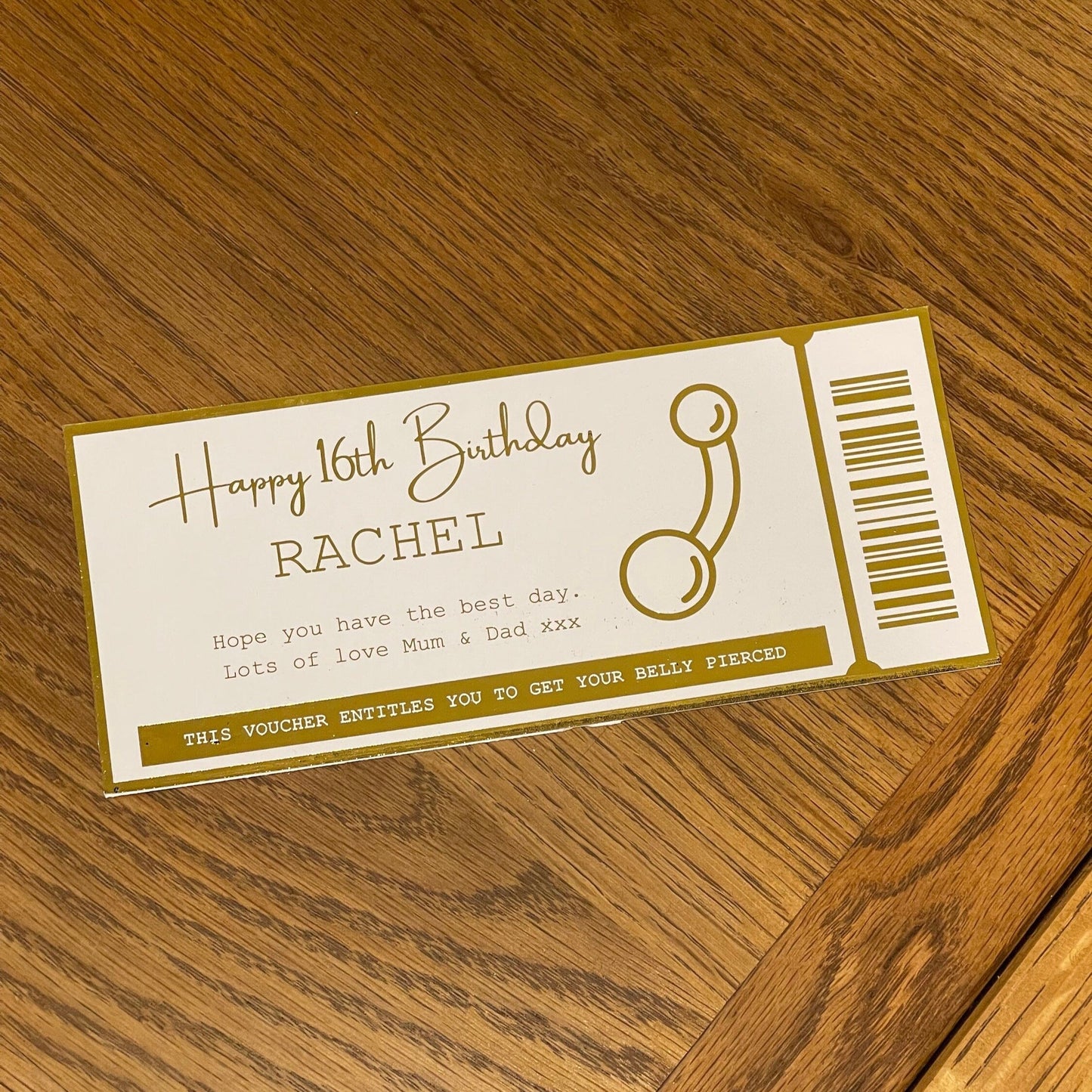 Personalised Belly Button Ticket