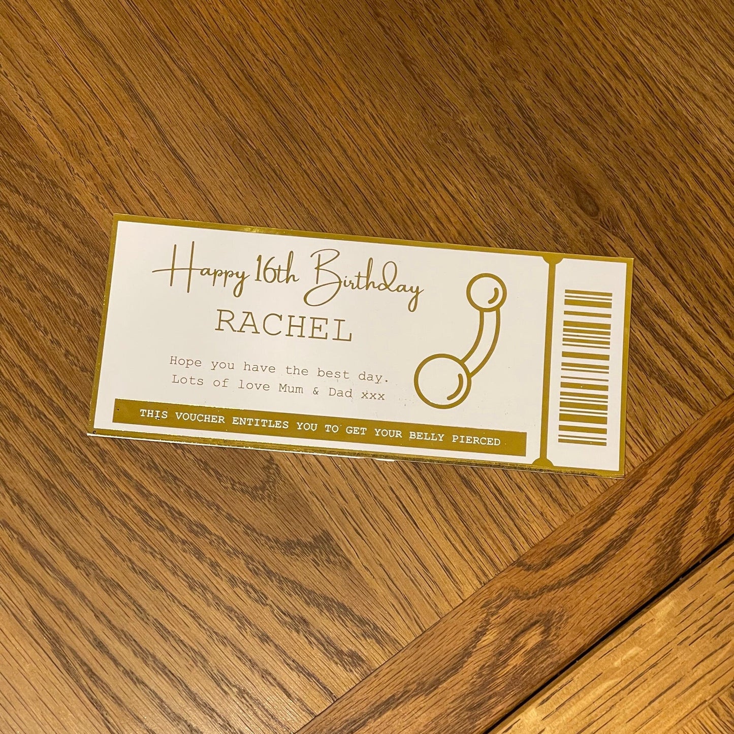 Personalised Belly Button Ticket