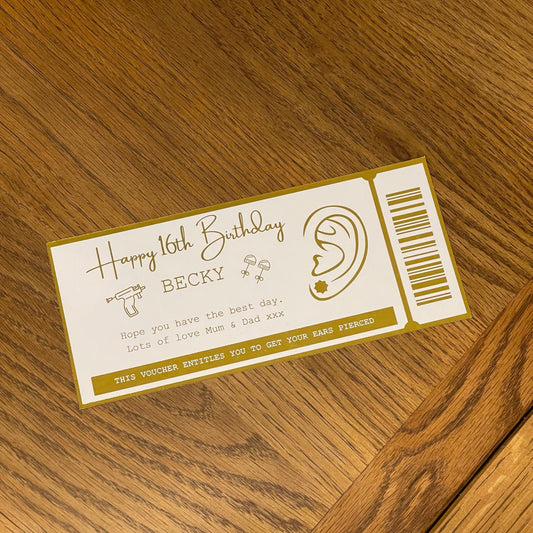 Personalised Ear Piercing Ticket