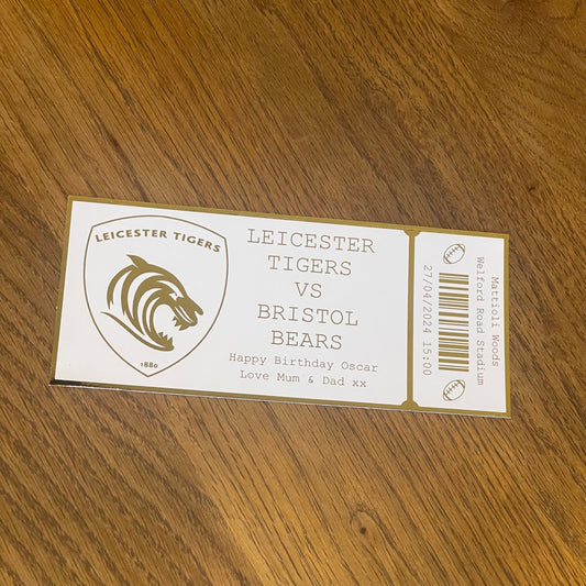 Personalised Rugby Match Foil Ticket