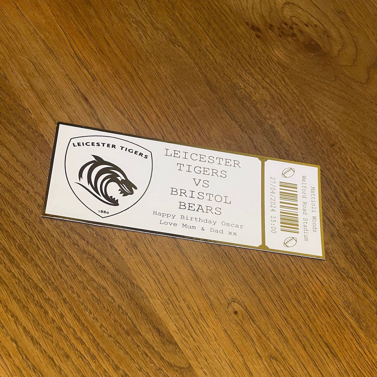 Personalised Rugby Match Foil Ticket