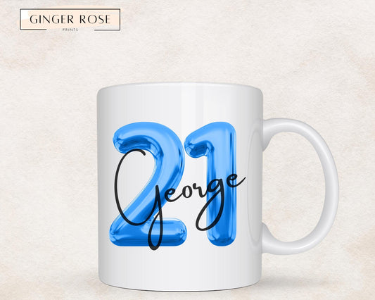 21st Birthday Mug: Balloon Design