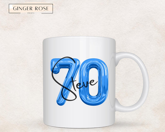 70th Birthday Mug: Balloon Design