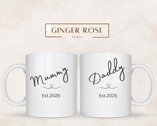 New Parent Mugs: Mummy & Daddy Gift Set