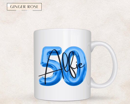 50th Birthday Mug: Balloon Design