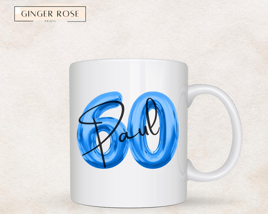 60th Birthday Mug: Balloon Design