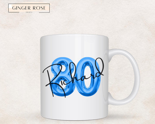 80th Birthday Mug: Balloon Design