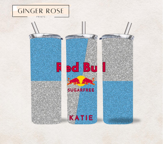 Silver & Blue Red Bull 20oz Tumbler