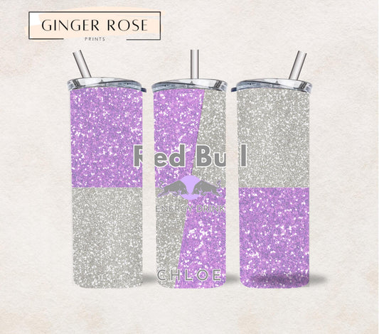Silver & Purple Red Bull 20oz Tumbler