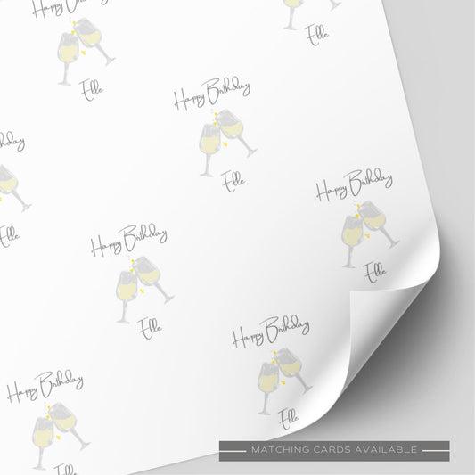 Birthday Wine Cheers Wrapping Paper