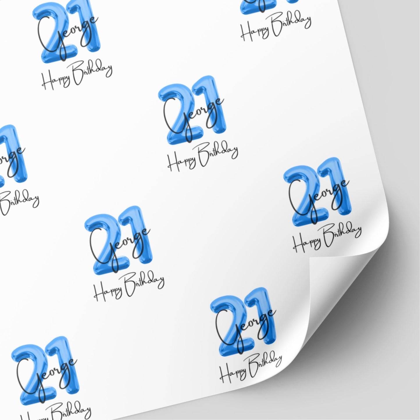 Blue Balloon Birthday Wrapping Paper