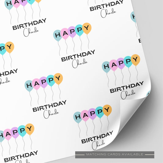 Happy Balloon Birthday Wrapping Paper