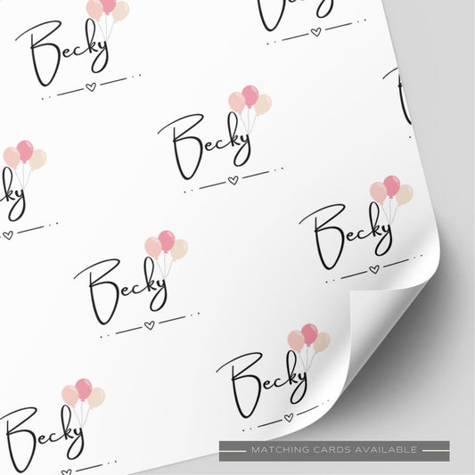 (Pink) Balloon Birthday Wrapping Paper